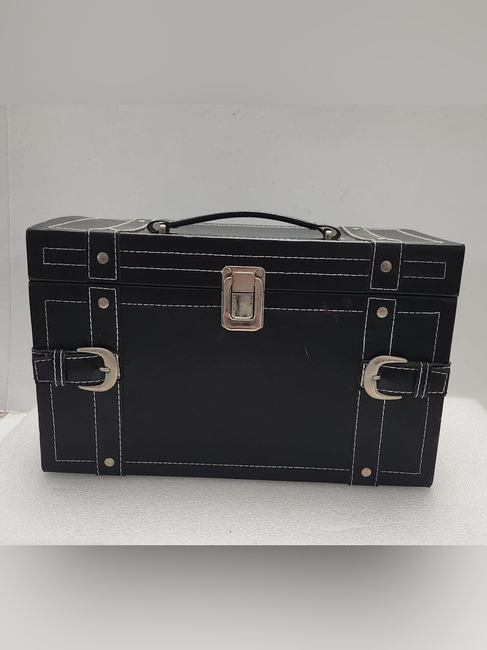 Lancome Vanity Case, Makeup Travel Case, Buckle Closure Black Block Design NWOT